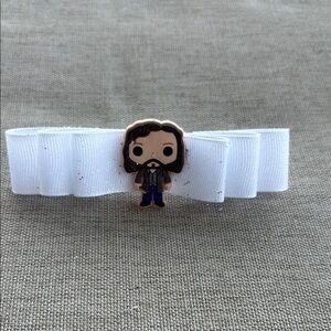 White Hair Bow with Character Pin